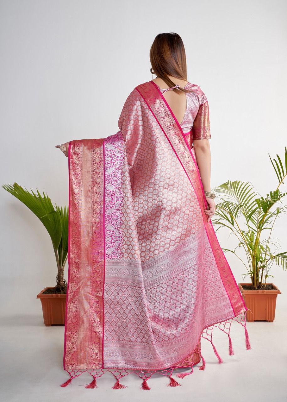Pure Banarasi Tissue Silk All Over Zari Rich Weaved Saree