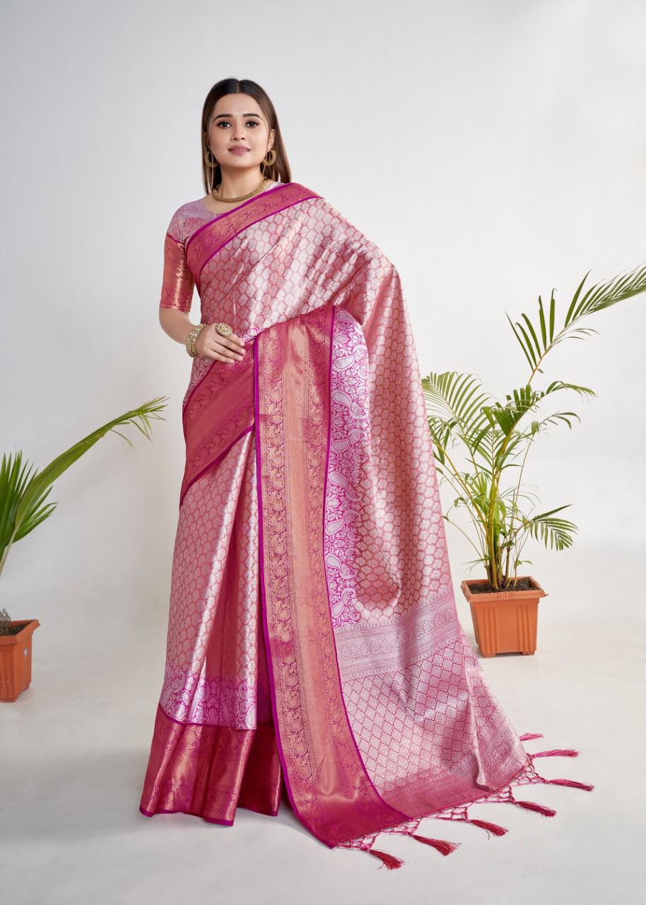 Pure Banarasi Tissue Silk All Over Zari Rich Weaved Saree