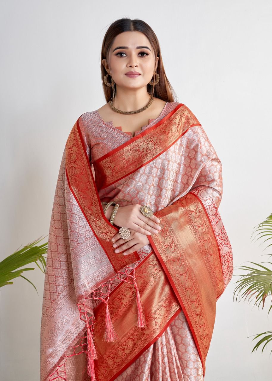 Pure Banarasi Tissue Silk All Over Zari Rich Weaved Saree