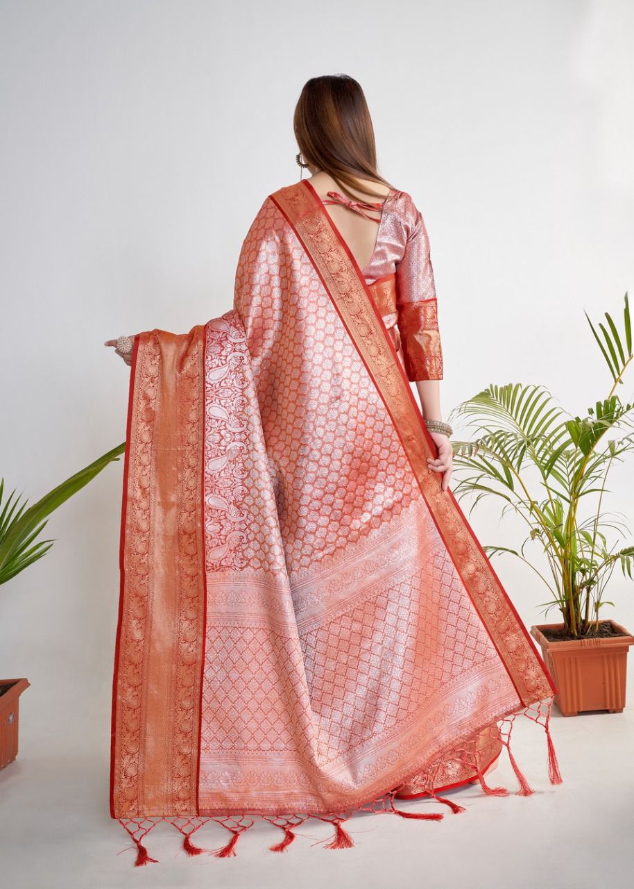 Pure Banarasi Tissue Silk All Over Zari Rich Weaved Saree