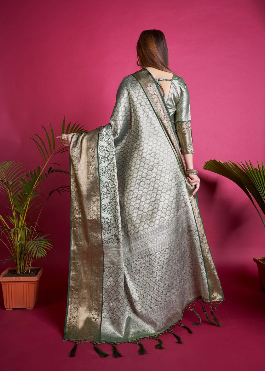 Pure Banarasi Tissue Silk All Over Zari Rich Weaved Saree
