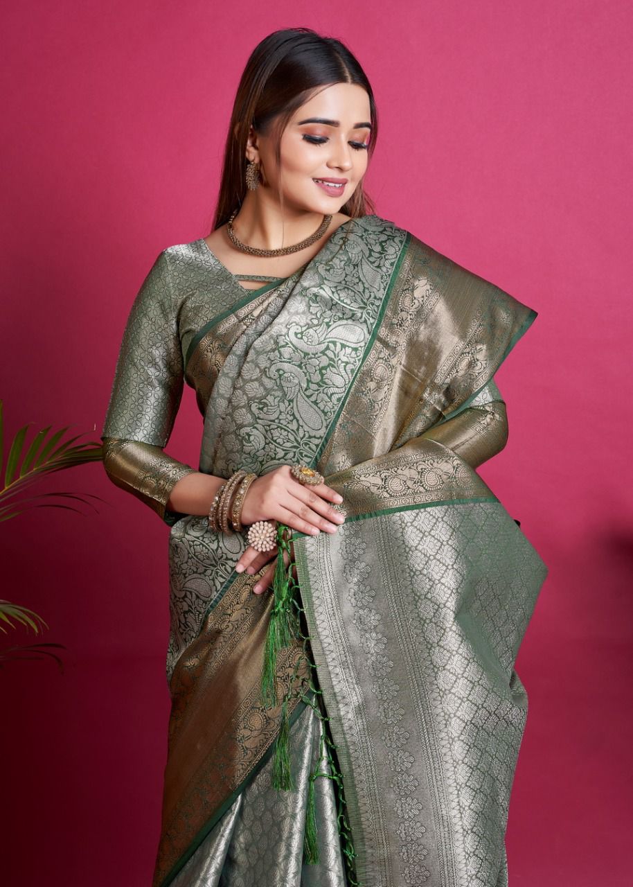 Pure Banarasi Tissue Silk All Over Zari Rich Weaved Saree