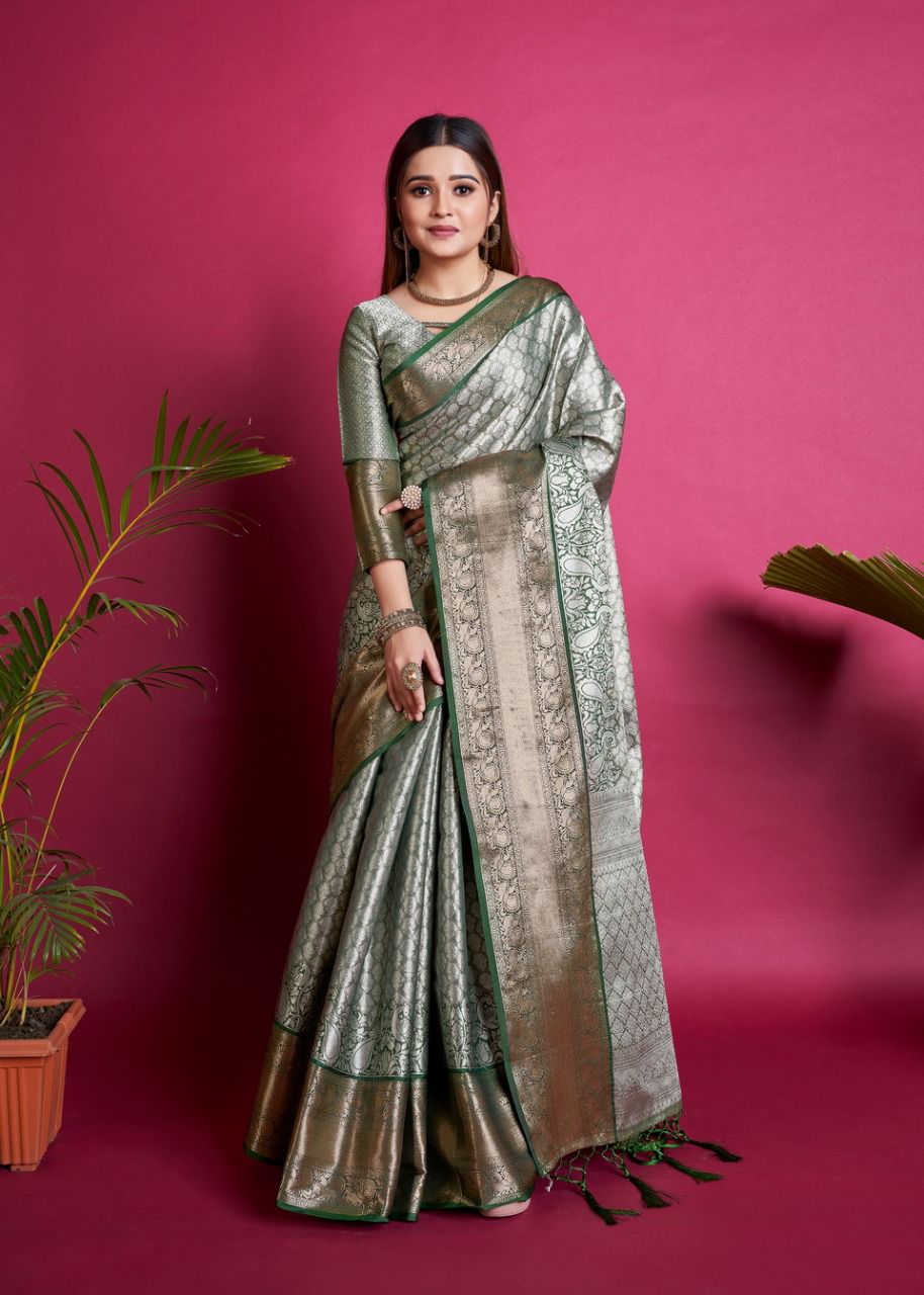 Pure Banarasi Tissue Silk All Over Zari Rich Weaved Saree