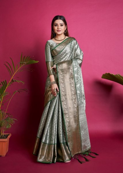 Image of Pure Banarasi Tissue Silk All Over Zari Rich Weaved Saree
