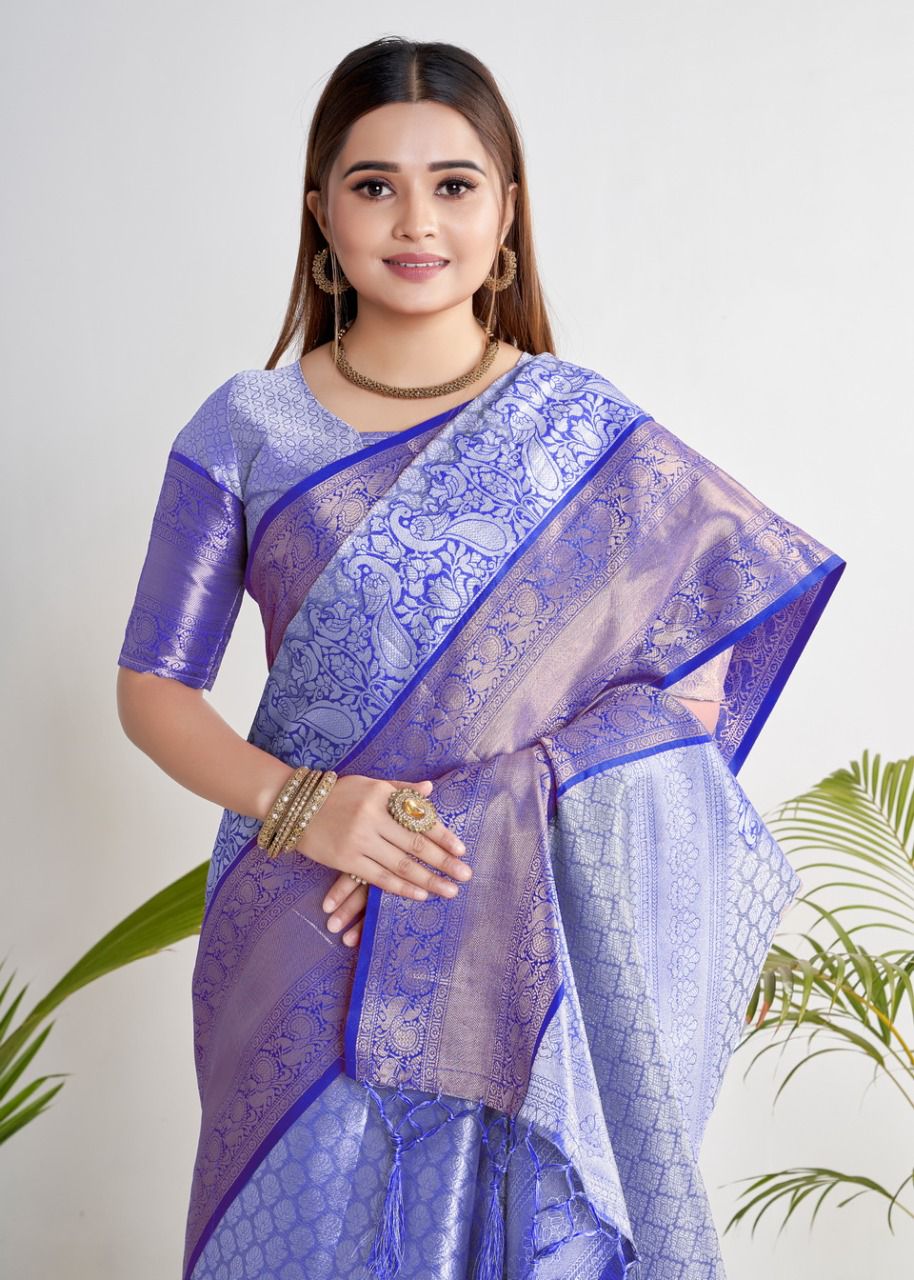 Pure Banarasi Tissue Silk All Over Zari Rich Weaved Saree