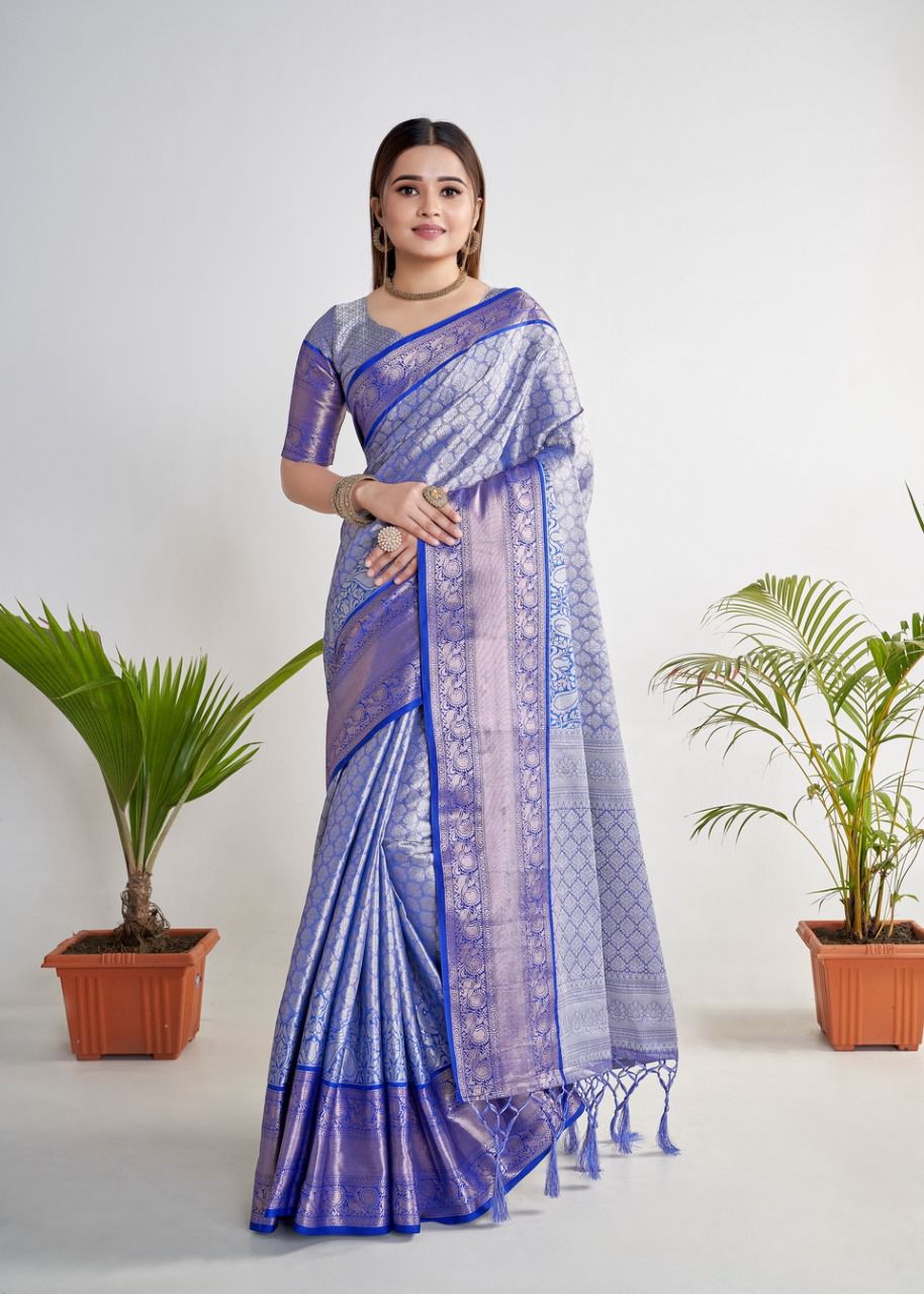 Pure Banarasi Tissue Silk All Over Zari Rich Weaved Saree