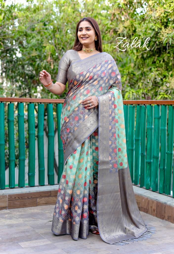 Pure Silk Bandhej Digital Printed Sarees With Rich Zari Pallu