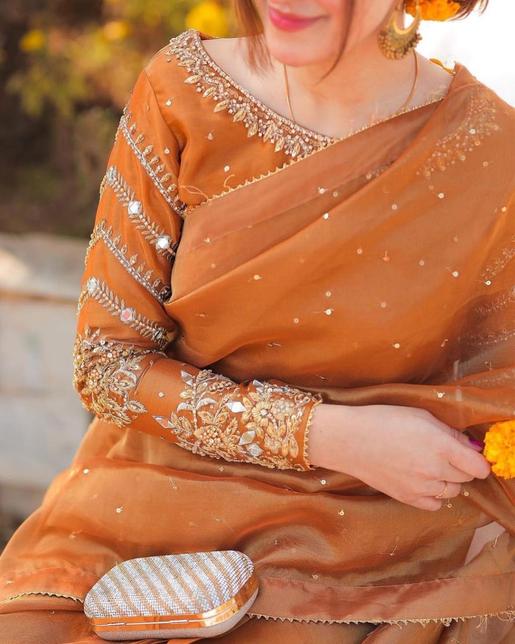 Soft Khadi Organza Embroidery Sequence Work Saree