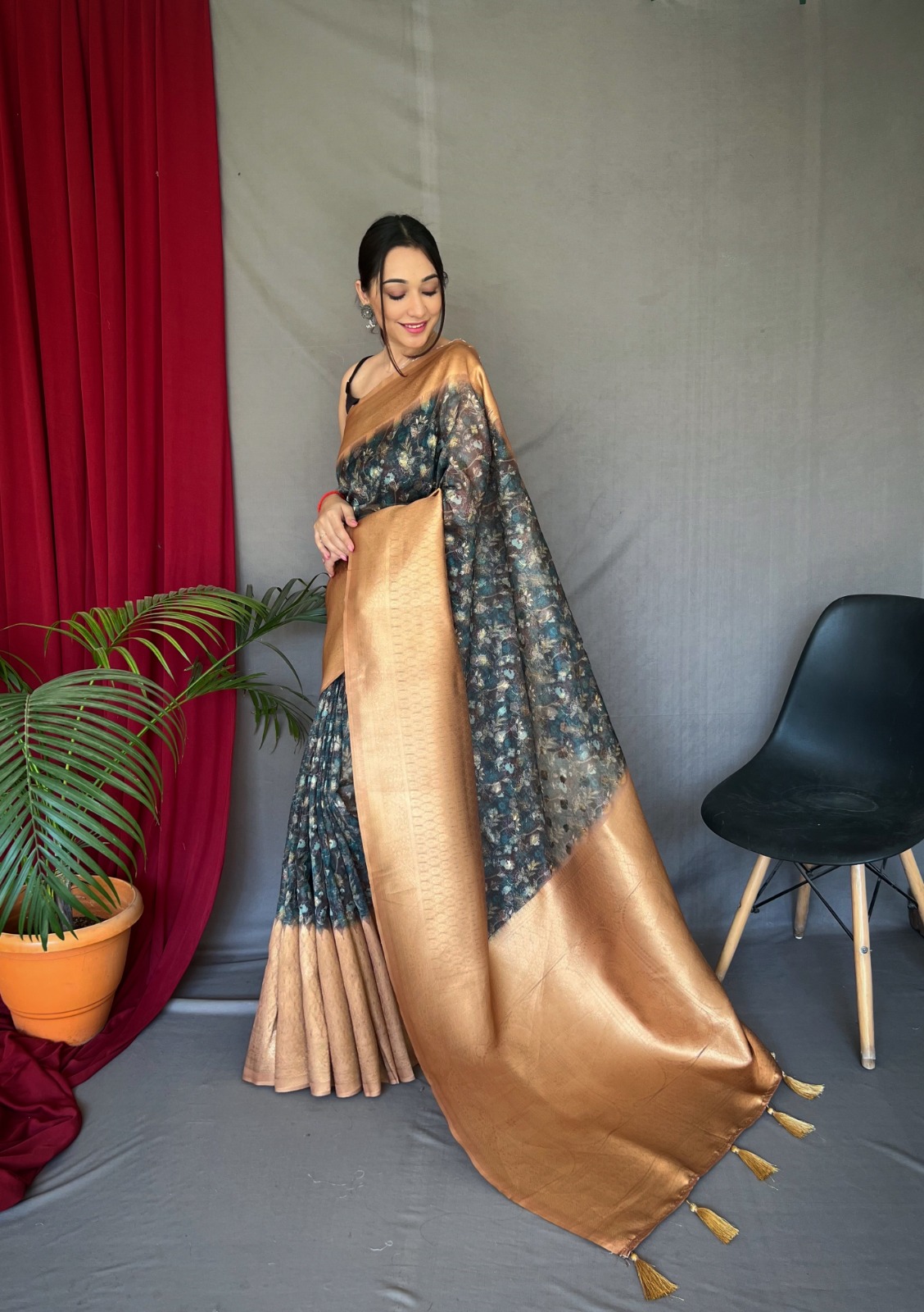Pure Banarasi Kora Organza Silk Digital Printed Saree