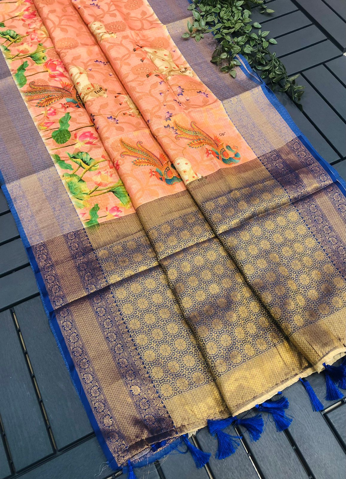 Kota Silk Kalamkari Print Rich Zari Weaved Pallu And Border Saree