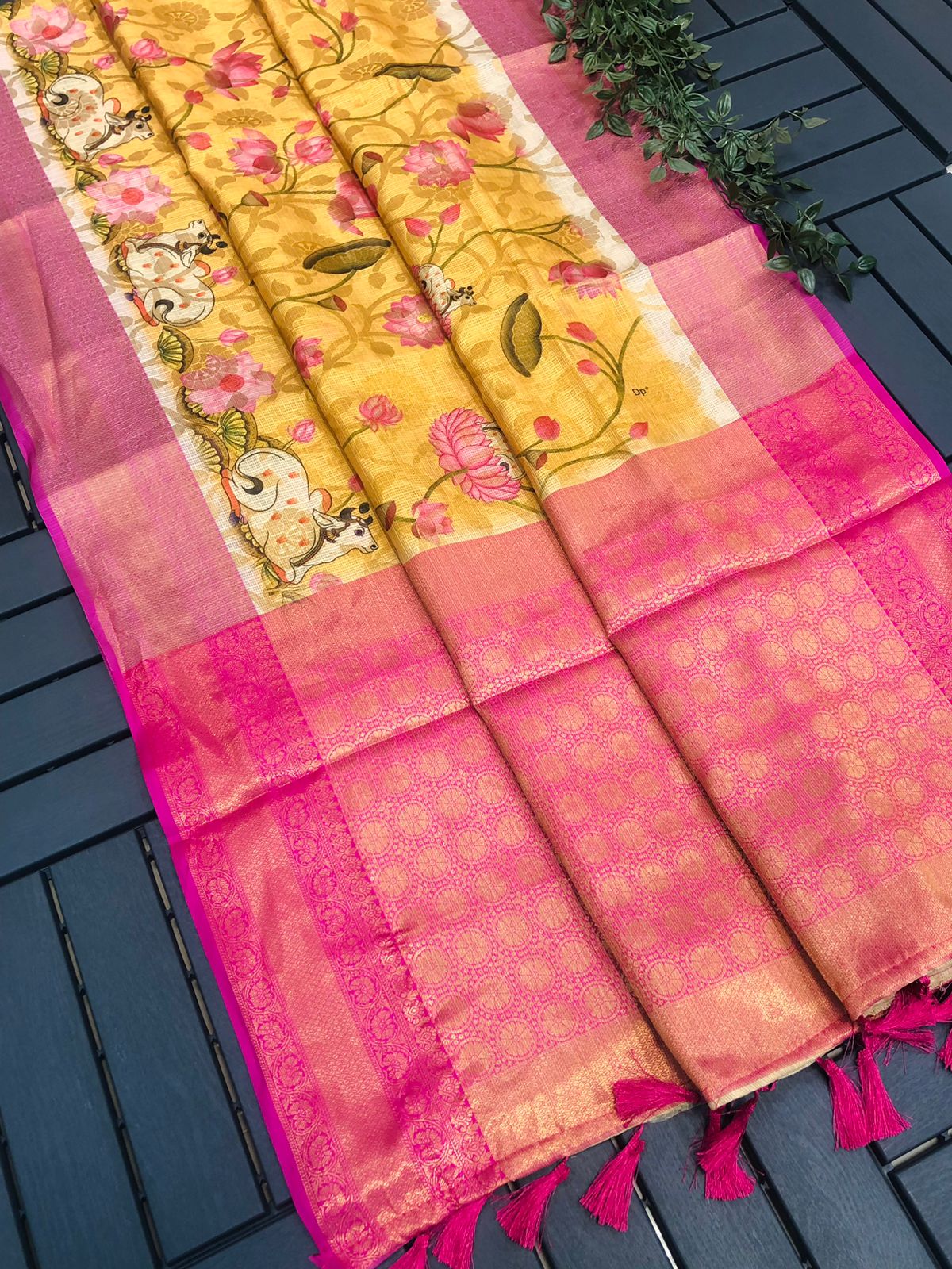 Kota Silk Kalamkari Print Rich Zari Weaved Pallu And Border Saree