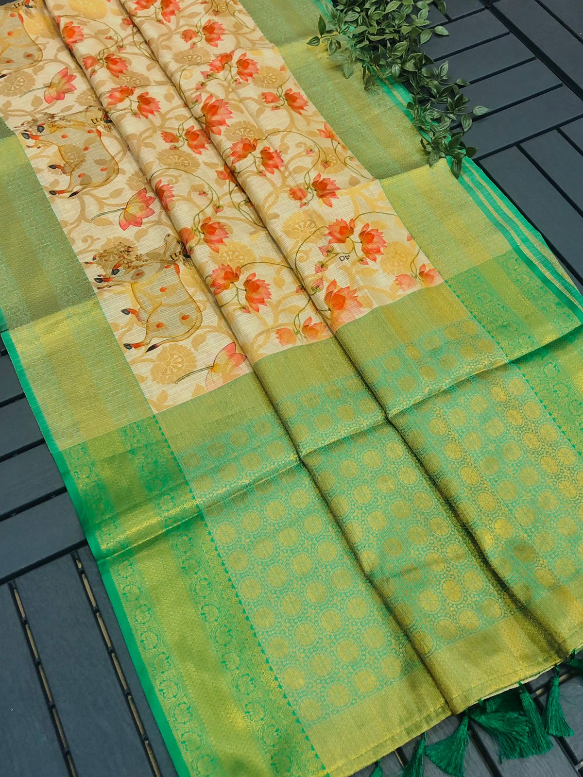 Kota Silk Kalamkari Print Rich Zari Weaved Pallu And Border Saree