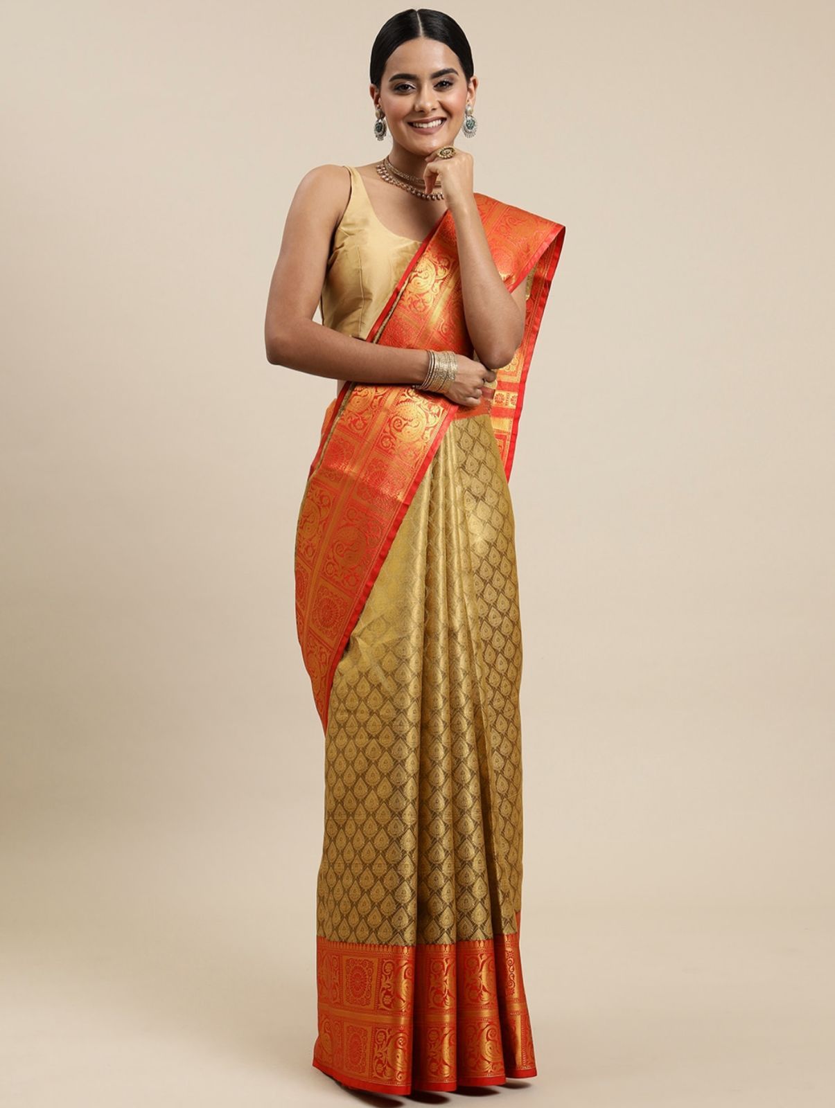 Pure Banarasi Tussar Silk Rich Zari Weaved All Over Saree