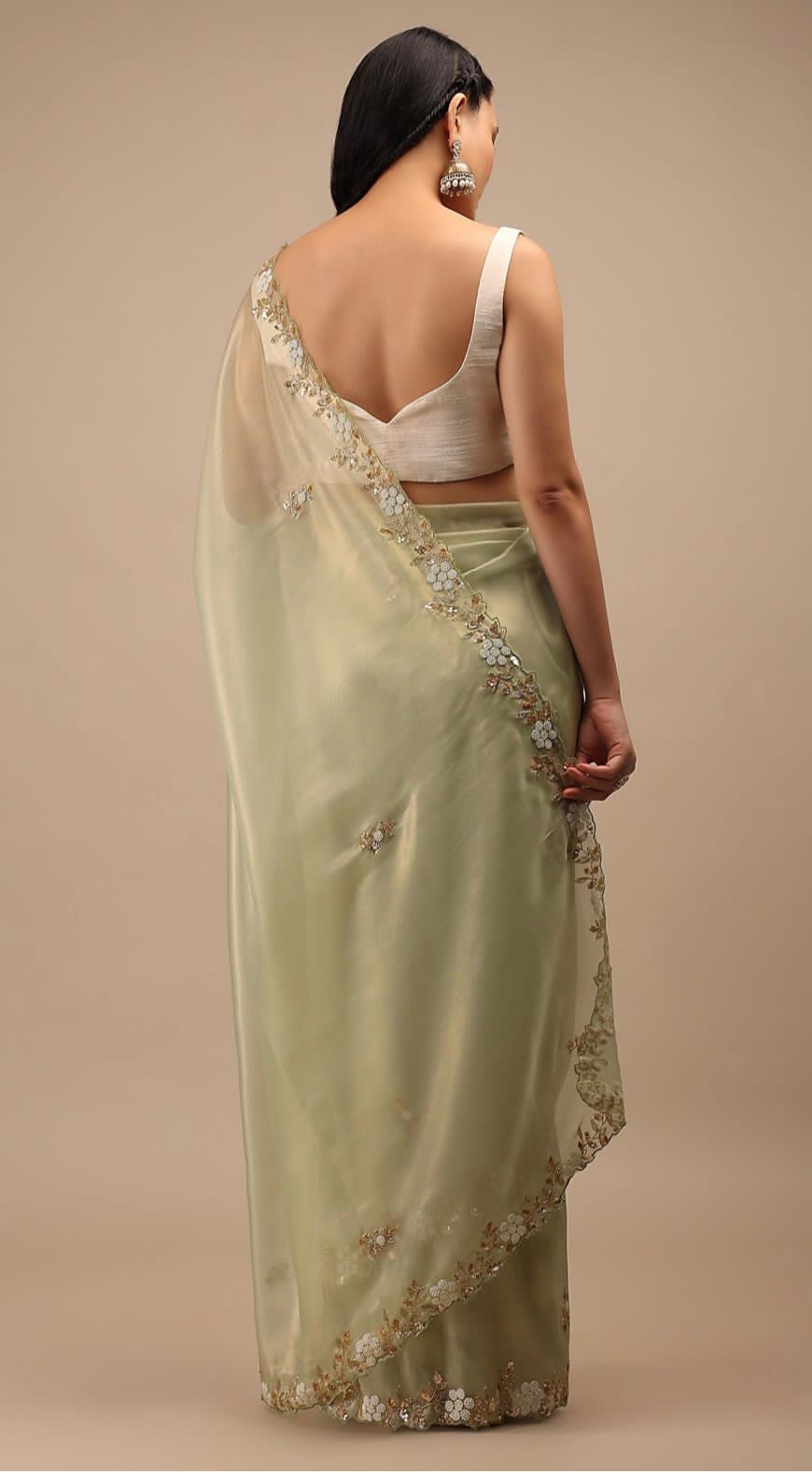 Pure Viscose Organza Silk Handcrafted Work All Over Saree