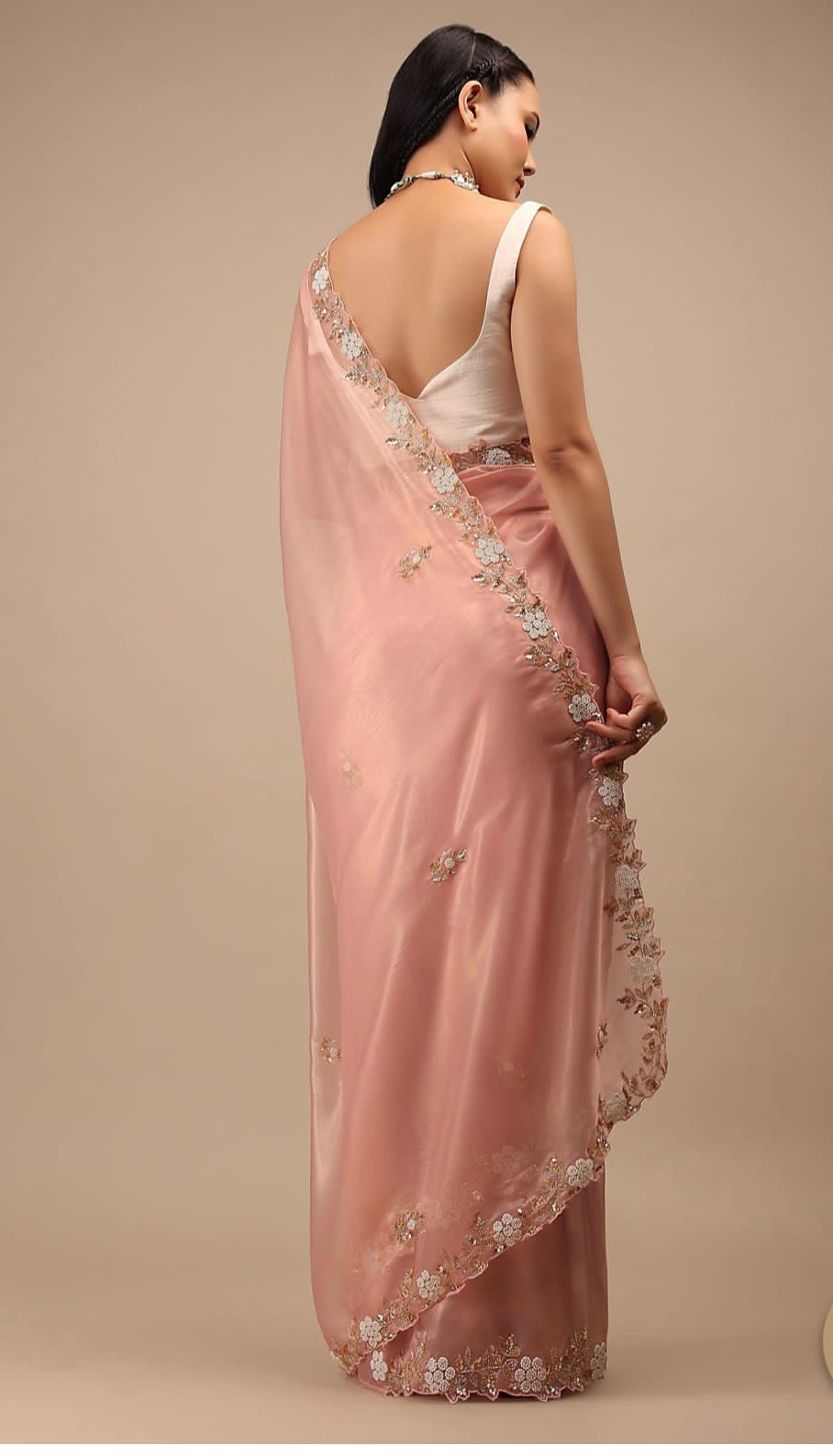 Pure Viscose Organza Silk Handcrafted Work All Over Saree