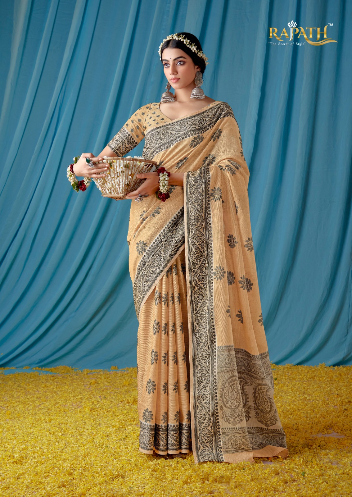 Pure Soft Linen Resham Lucknawi Weaved Saree
