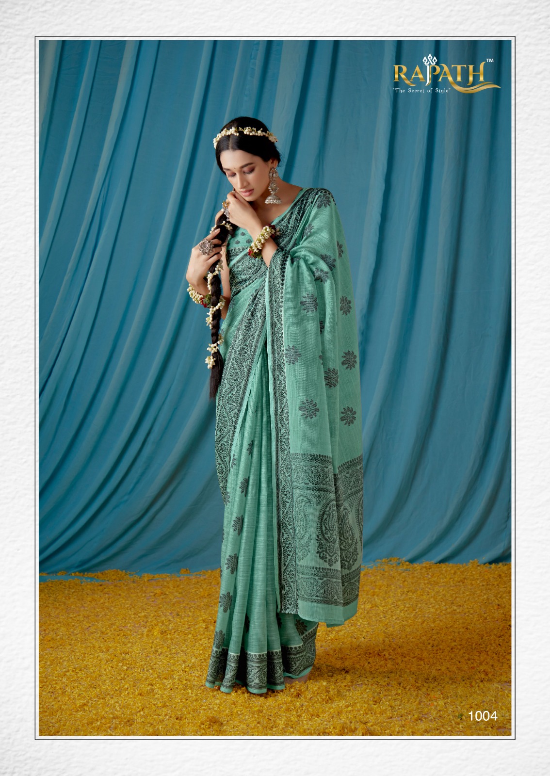 Pure Soft Linen Resham Lucknawi Weaved Saree