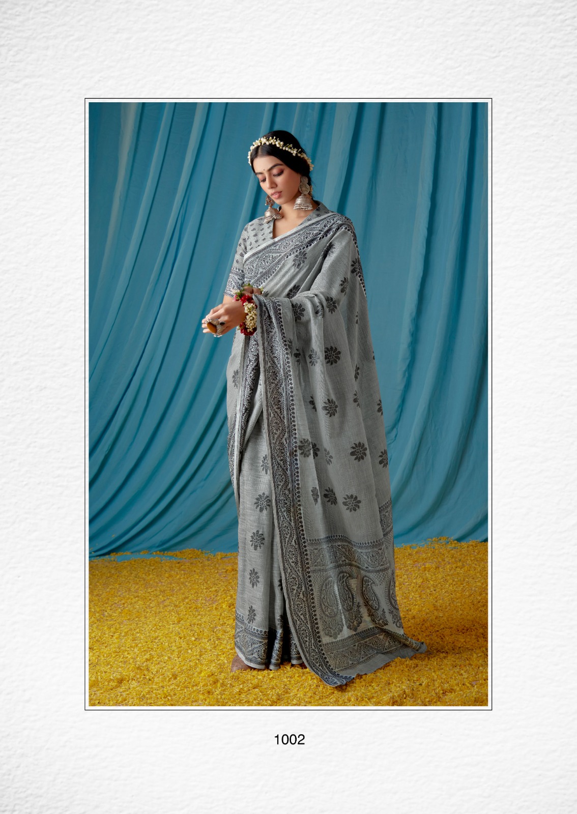 Pure Soft Linen Resham Lucknawi Weaved Saree