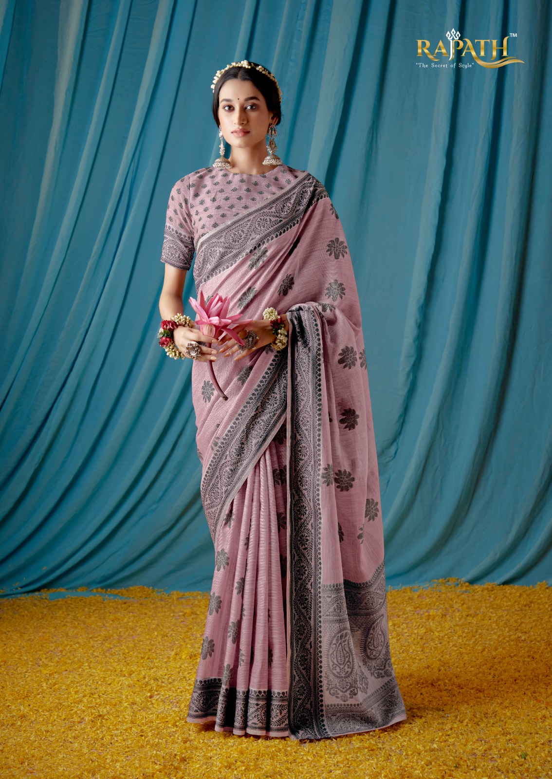 Pure Soft Linen Resham Lucknawi Weaved Saree