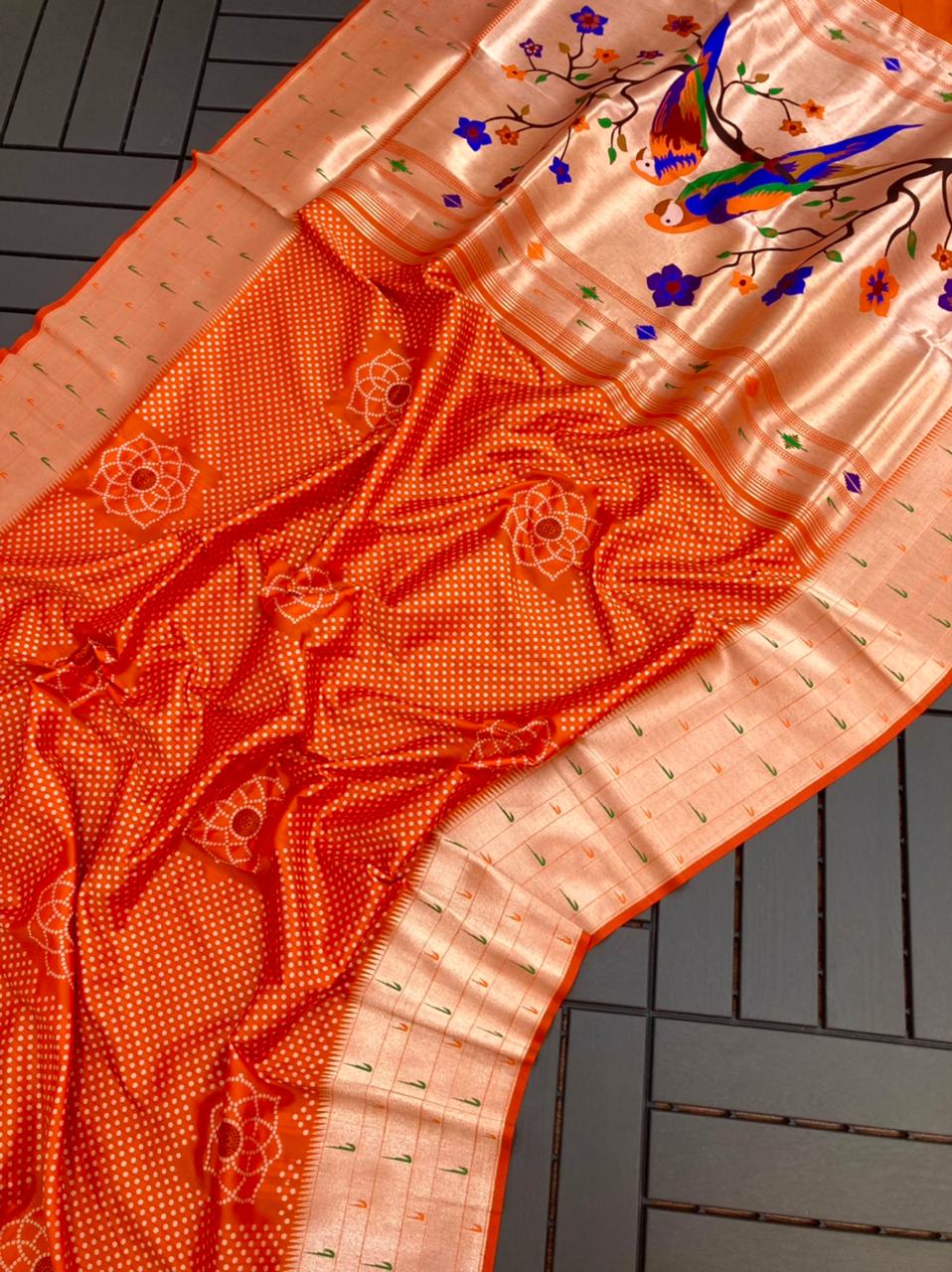 Pure Kanchipuram Silk Paithani Saree With Meena Zari Weaving