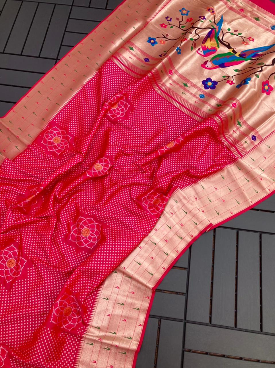 Pure Kanchipuram Silk Paithani Saree With Meena Zari Weaving