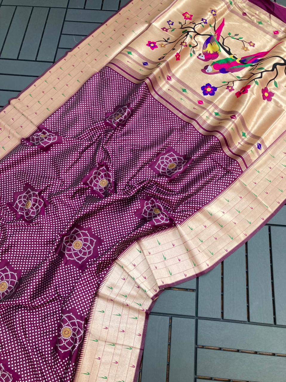 Pure Kanchipuram Silk Paithani Saree With Meena Zari Weaving