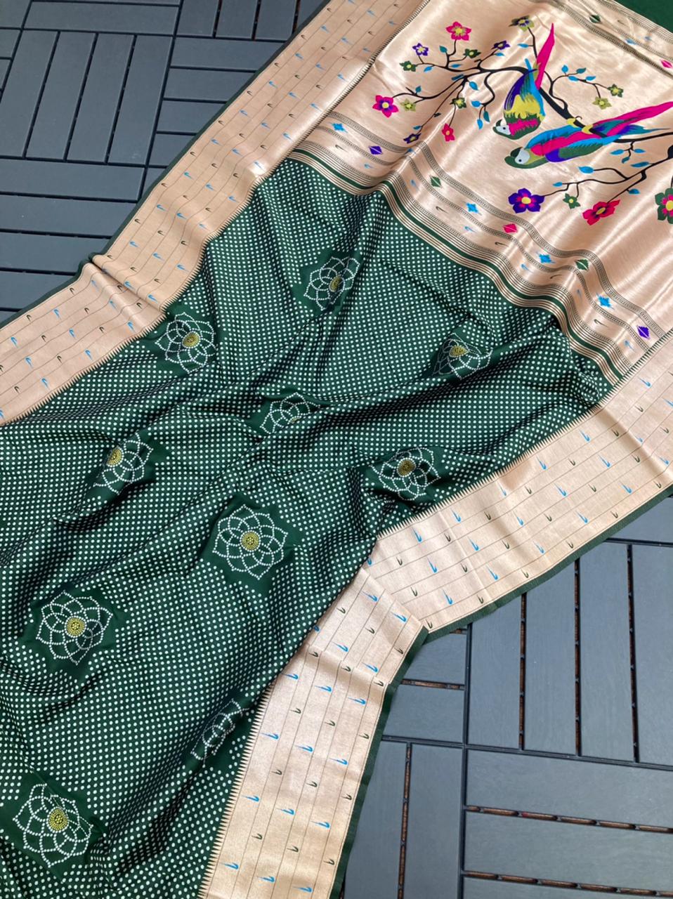 Pure Kanchipuram Silk Paithani Saree With Meena Zari Weaving