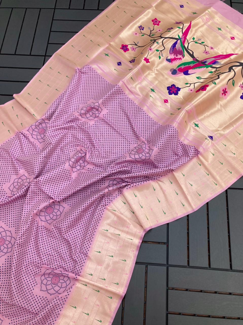 Pure Kanchipuram Silk Paithani Saree With Meena Zari Weaving