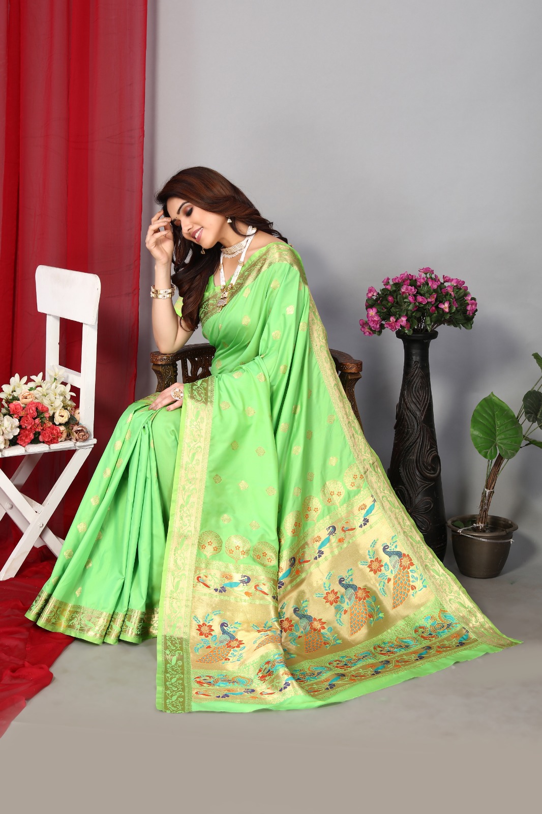 Banarasi Silk All Over Gold Zari Weaved Body And Rich Pallu Saree