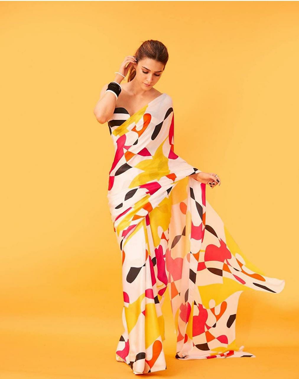 Satin Silk Multi Color Digital Printed Saree