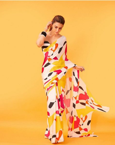 Image of Satin Silk Multi Color Digital Printed Saree