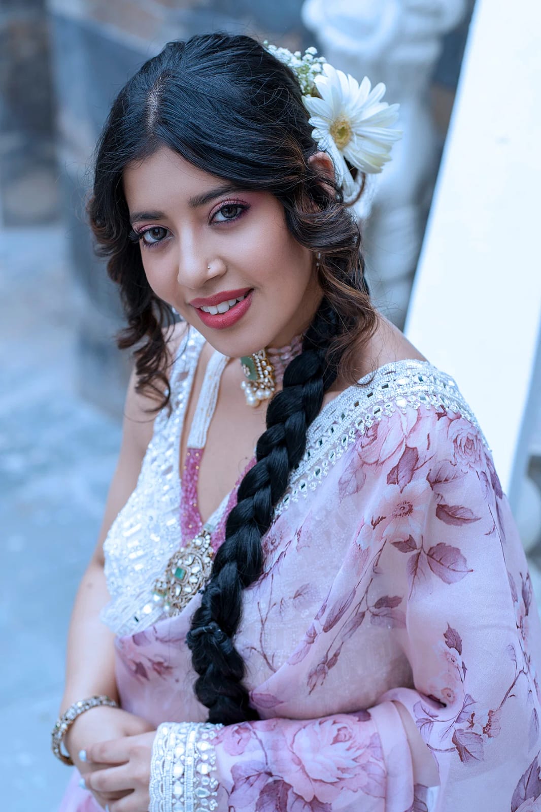 Organza Silk Digital Printed Saree With Lace Stone Border