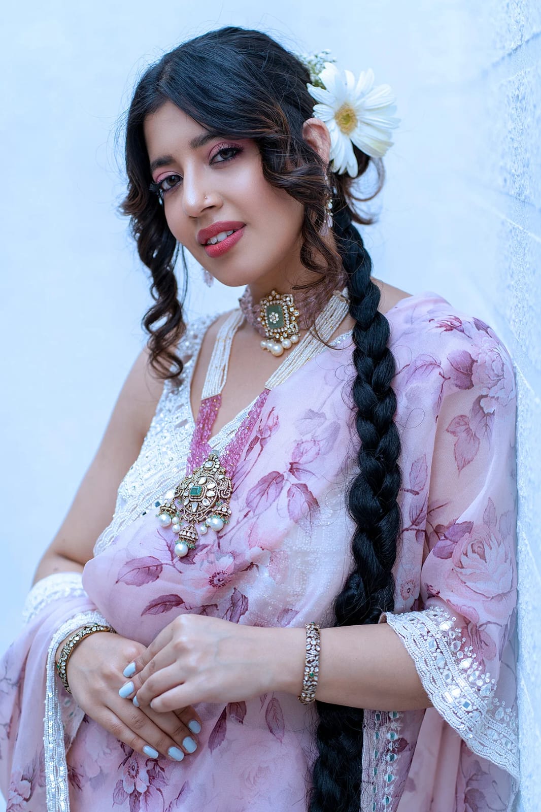 Organza Silk Digital Printed Saree With Lace Stone Border