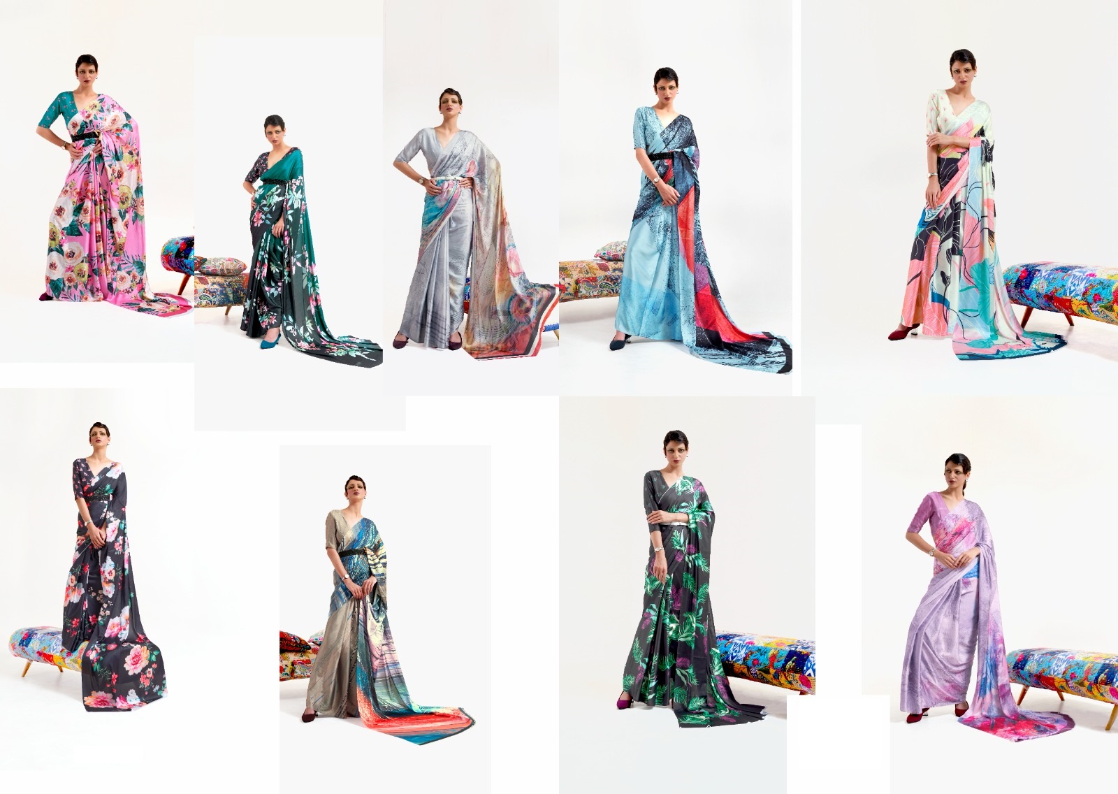 Pure Satin Crepe Silk Digital Printed Sarees