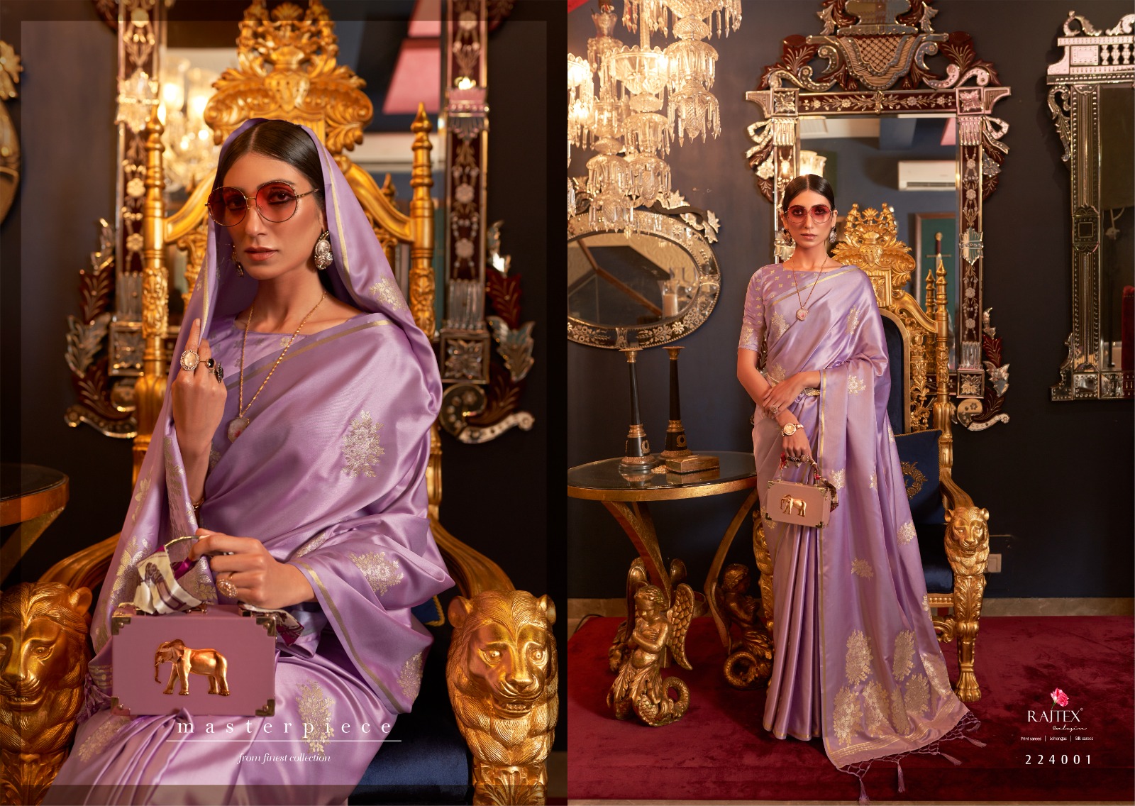 Pure Banarasi Satin Silk Borderless Rich Zari Pallu Weaved Saree