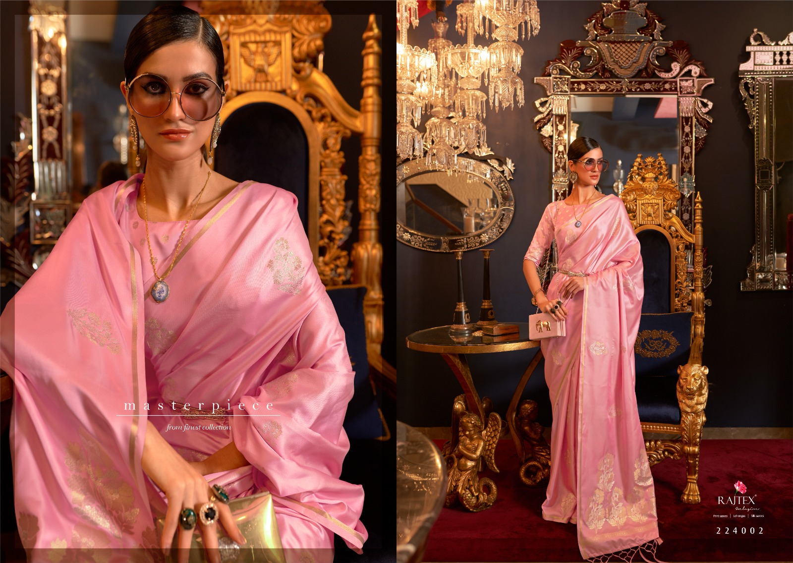 Pure Banarasi Satin Silk Borderless Rich Zari Pallu Weaved Saree