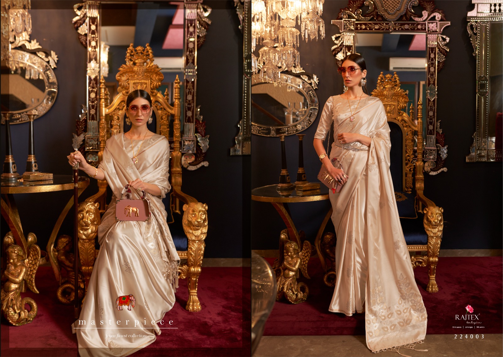 Pure Banarasi Satin Silk Borderless Rich Zari Pallu Weaved Saree