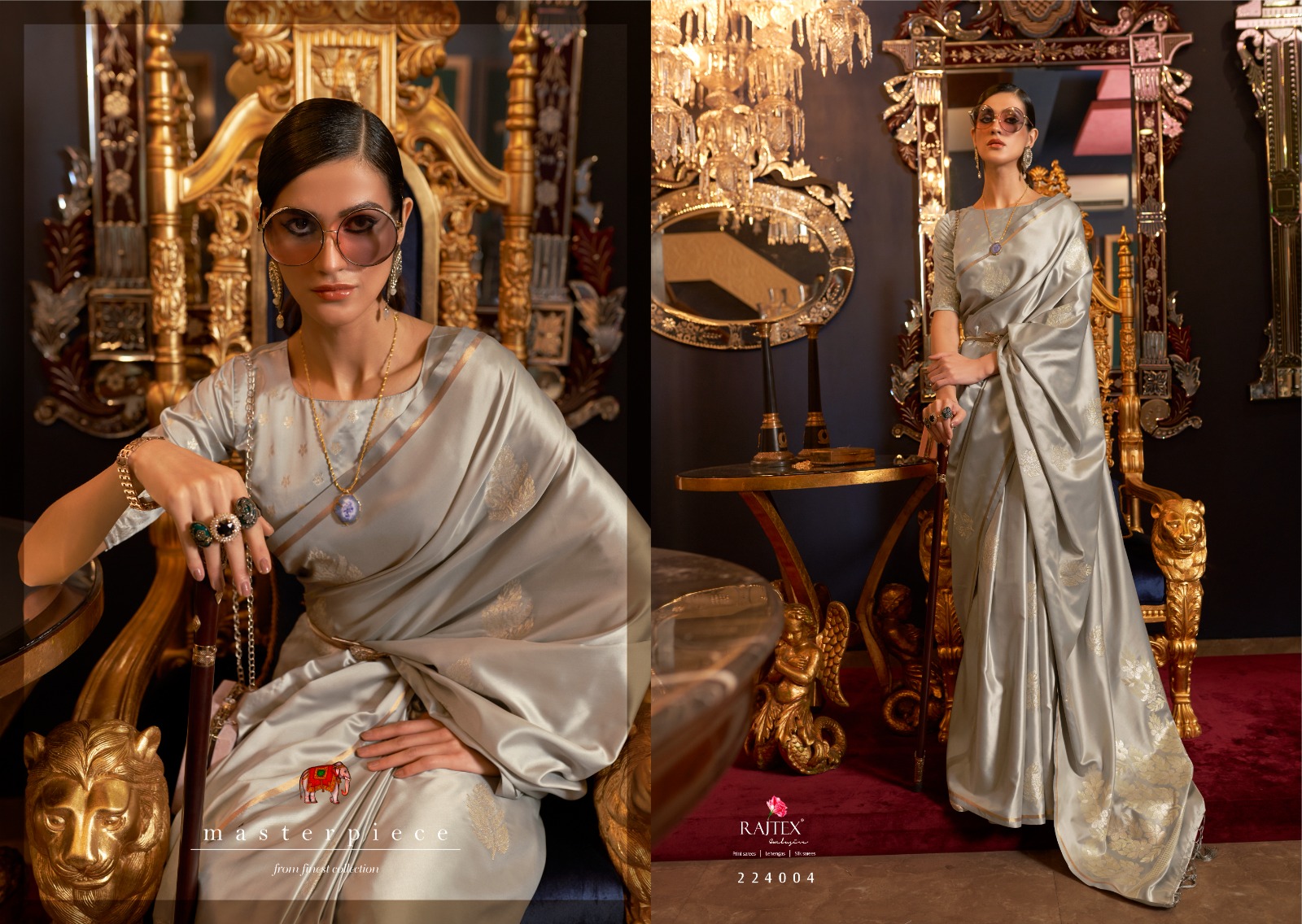 Pure Banarasi Satin Silk Borderless Rich Zari Pallu Weaved Saree