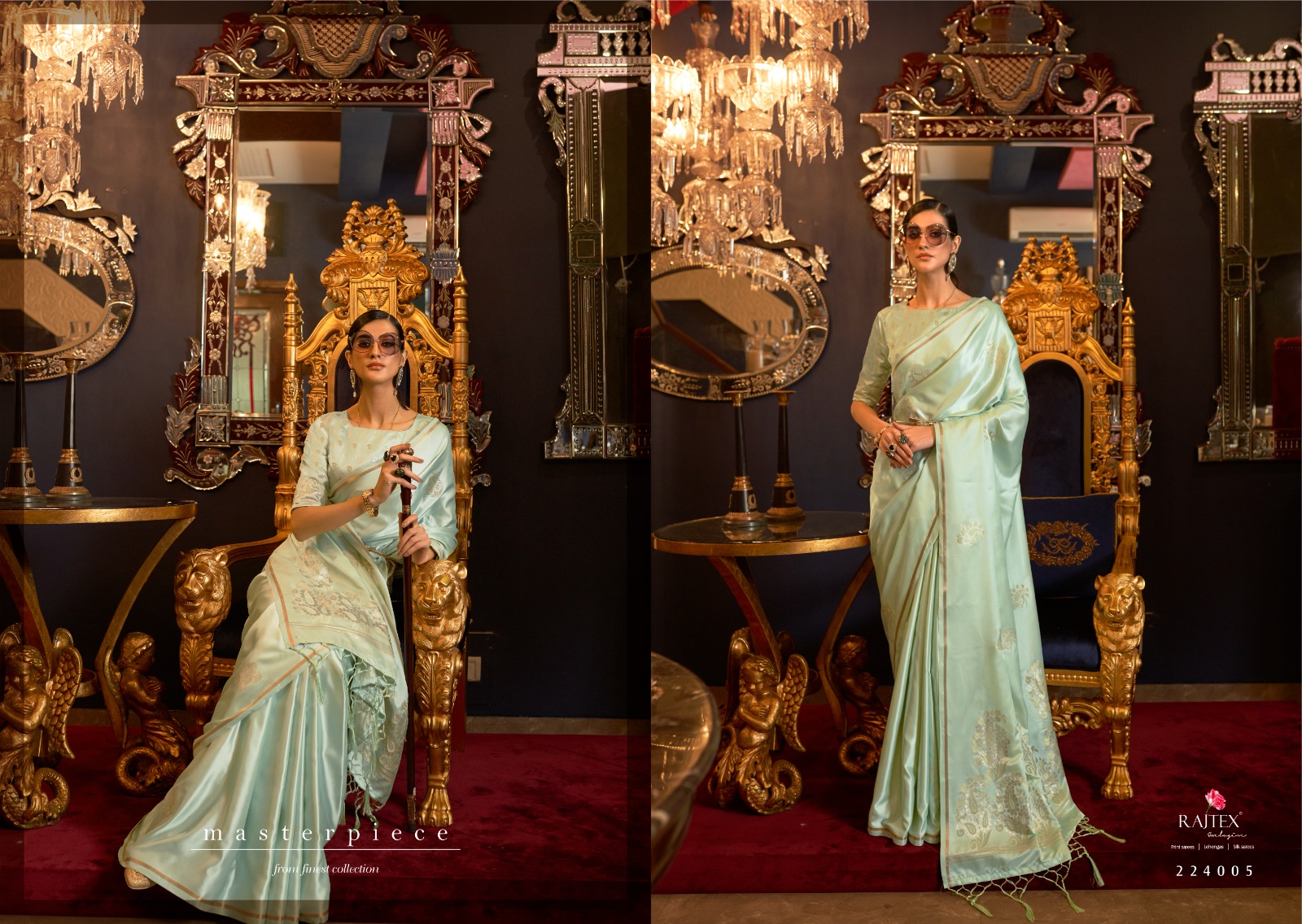 Pure Banarasi Satin Silk Borderless Rich Zari Pallu Weaved Saree