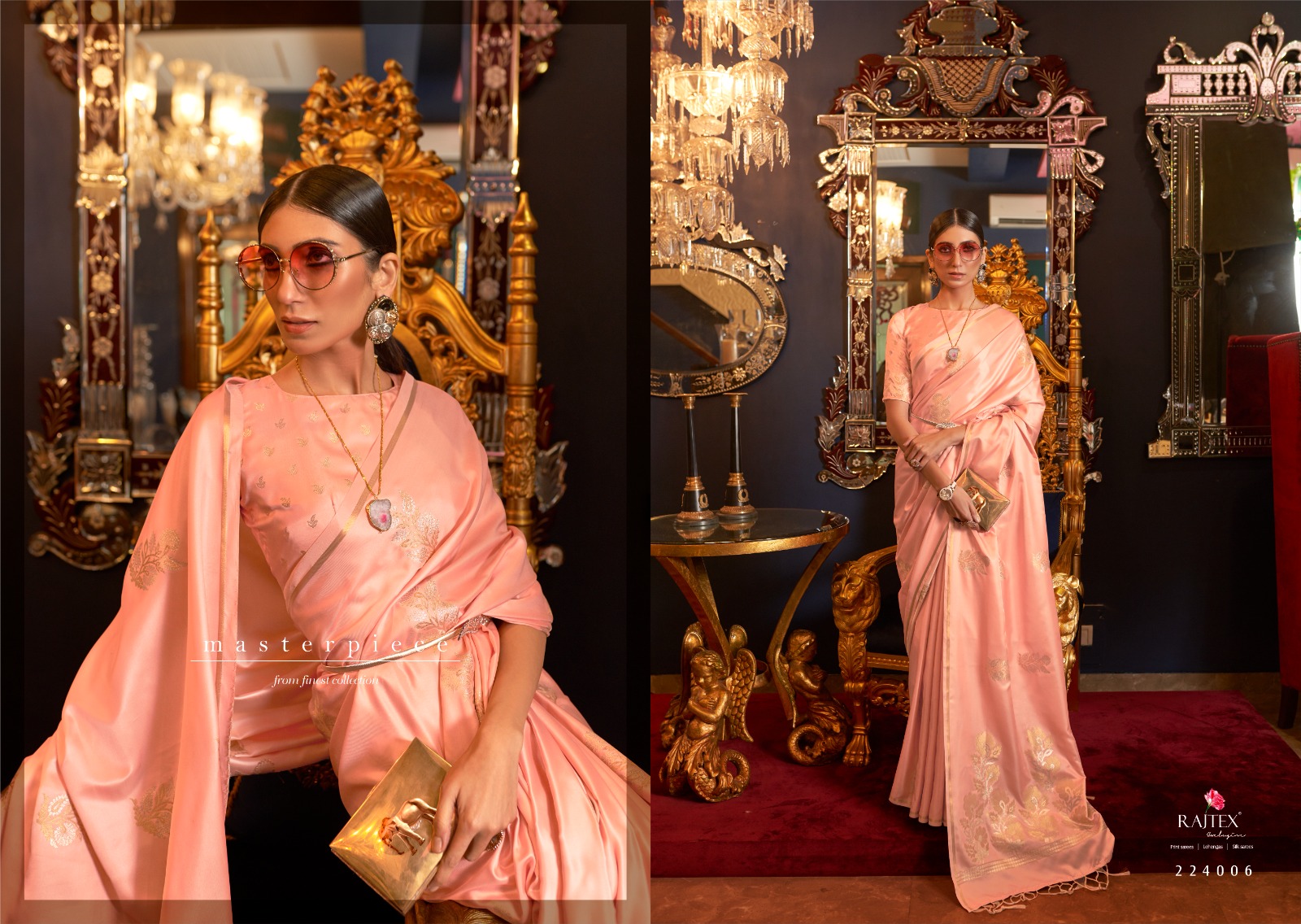 Pure Banarasi Satin Silk Borderless Rich Zari Pallu Weaved Saree