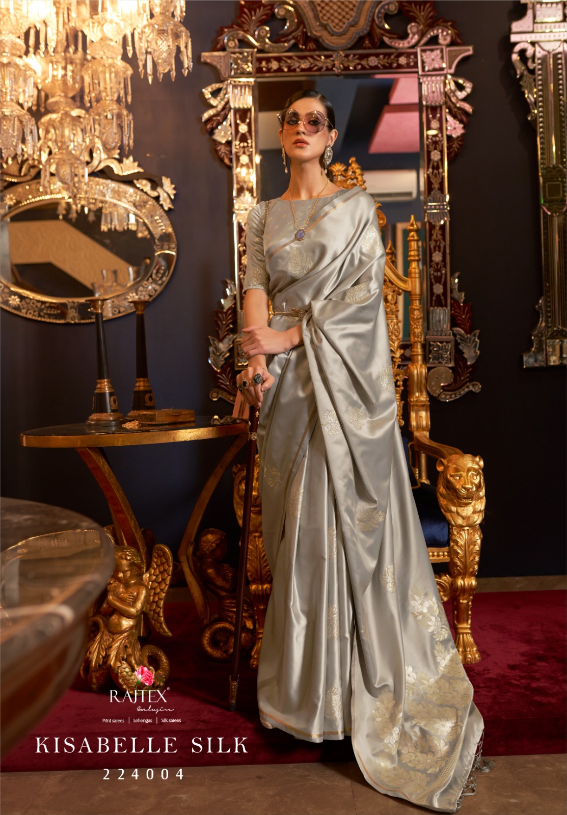 Pure Banarasi Satin Silk Borderless Rich Zari Pallu Weaved Saree