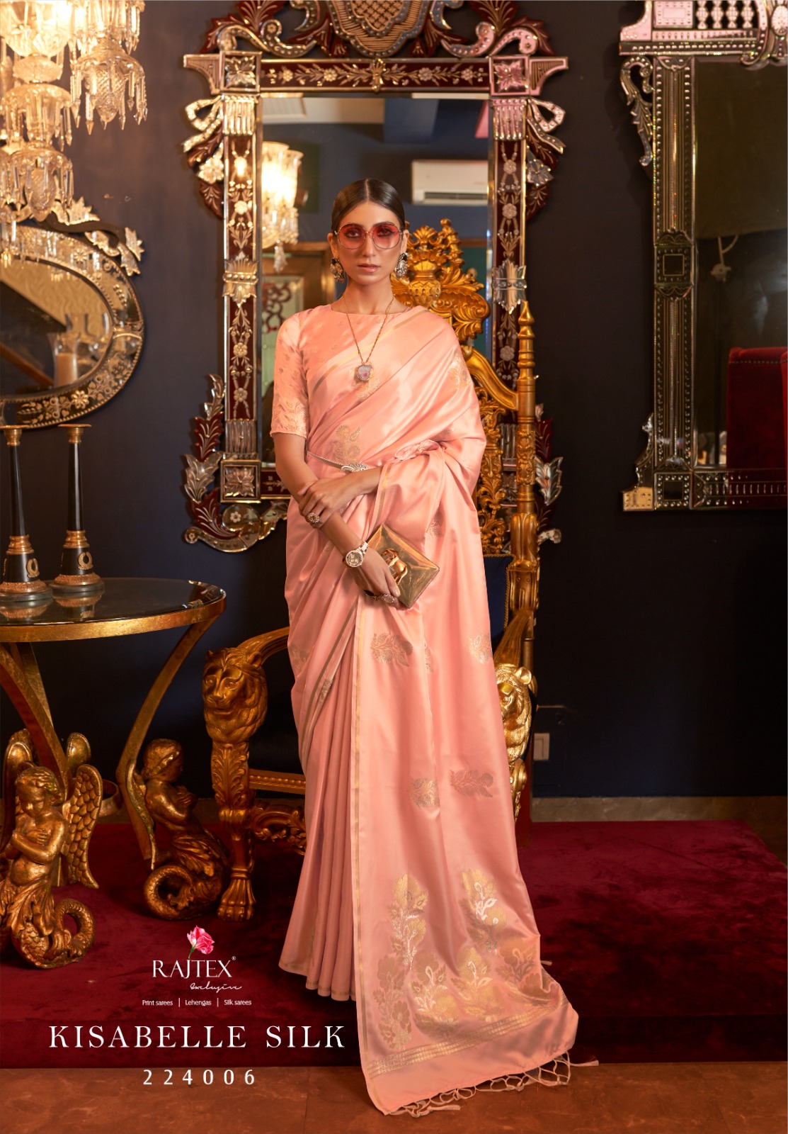 Pure Banarasi Satin Silk Borderless Rich Zari Pallu Weaved Saree