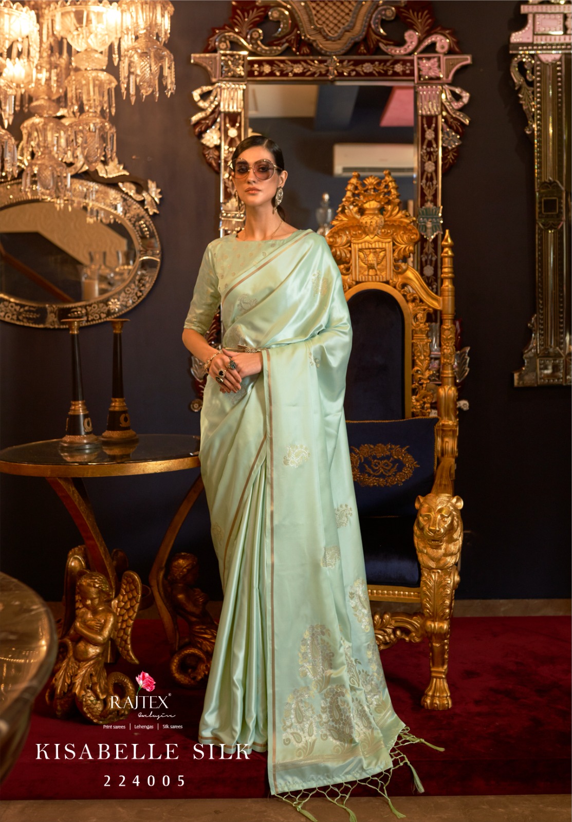 Pure Banarasi Satin Silk Borderless Rich Zari Pallu Weaved Saree