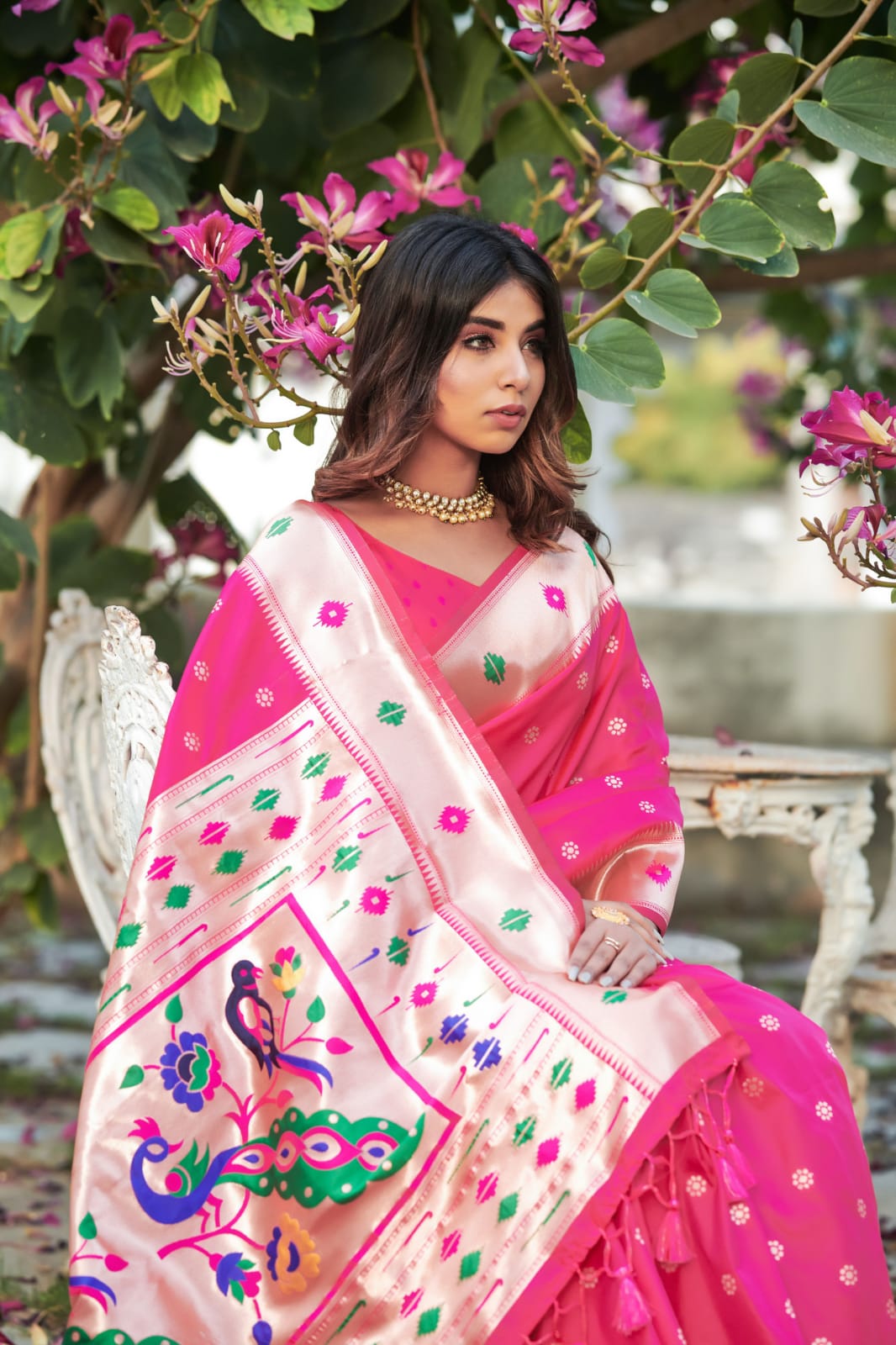 Pure Banarasi Silk Paithani Saree With Rich Zari Pallu And Border