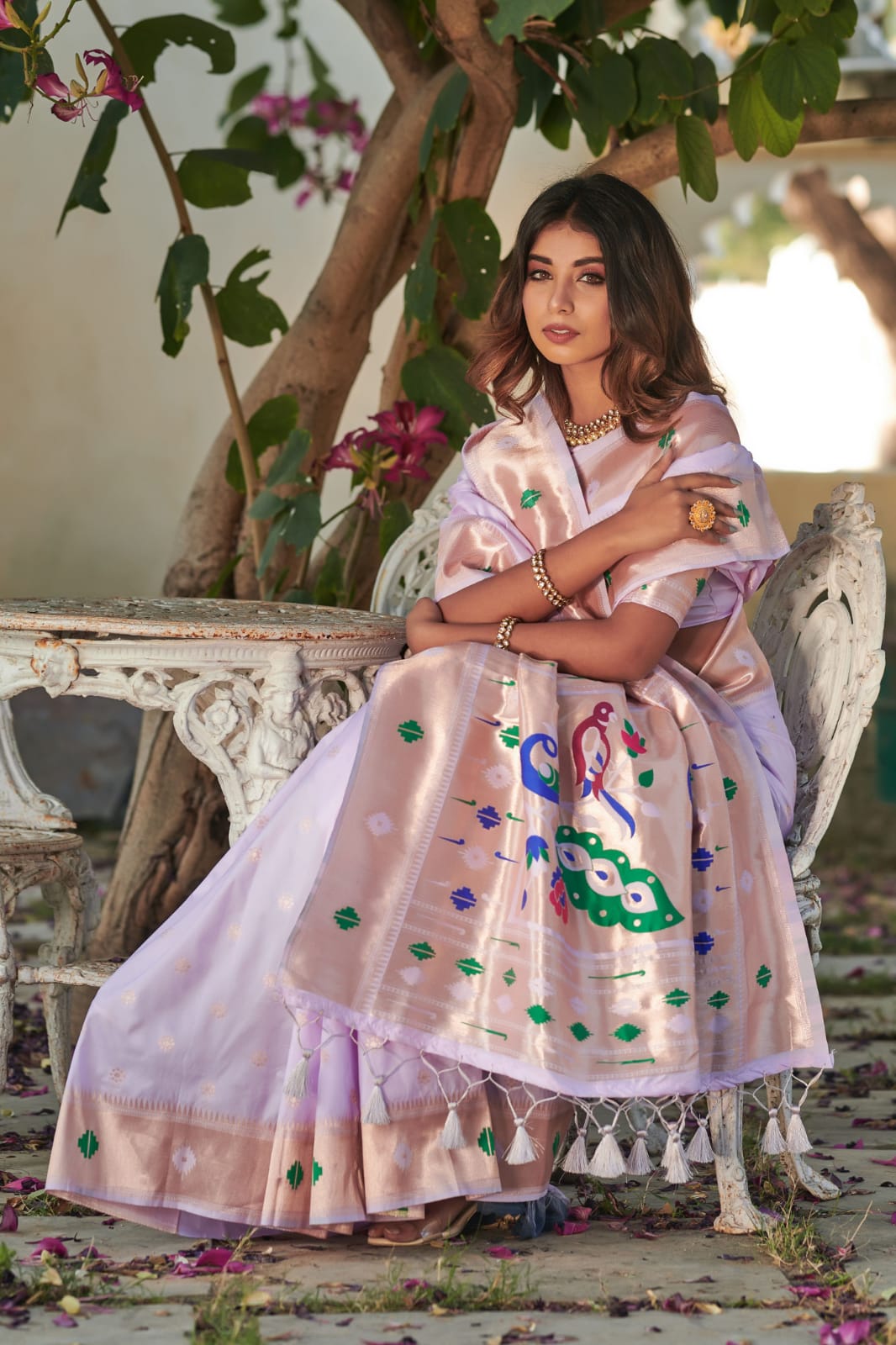 Pure Banarasi Silk Paithani Sarees With Rich Zari Pallu And Border