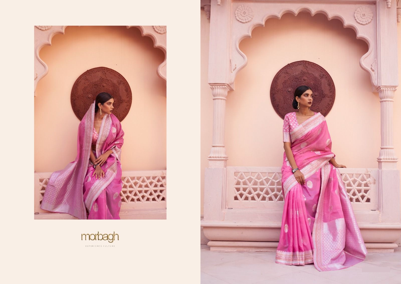 Pure Linen Handloom Copper And Silver Zari Weaved Saree