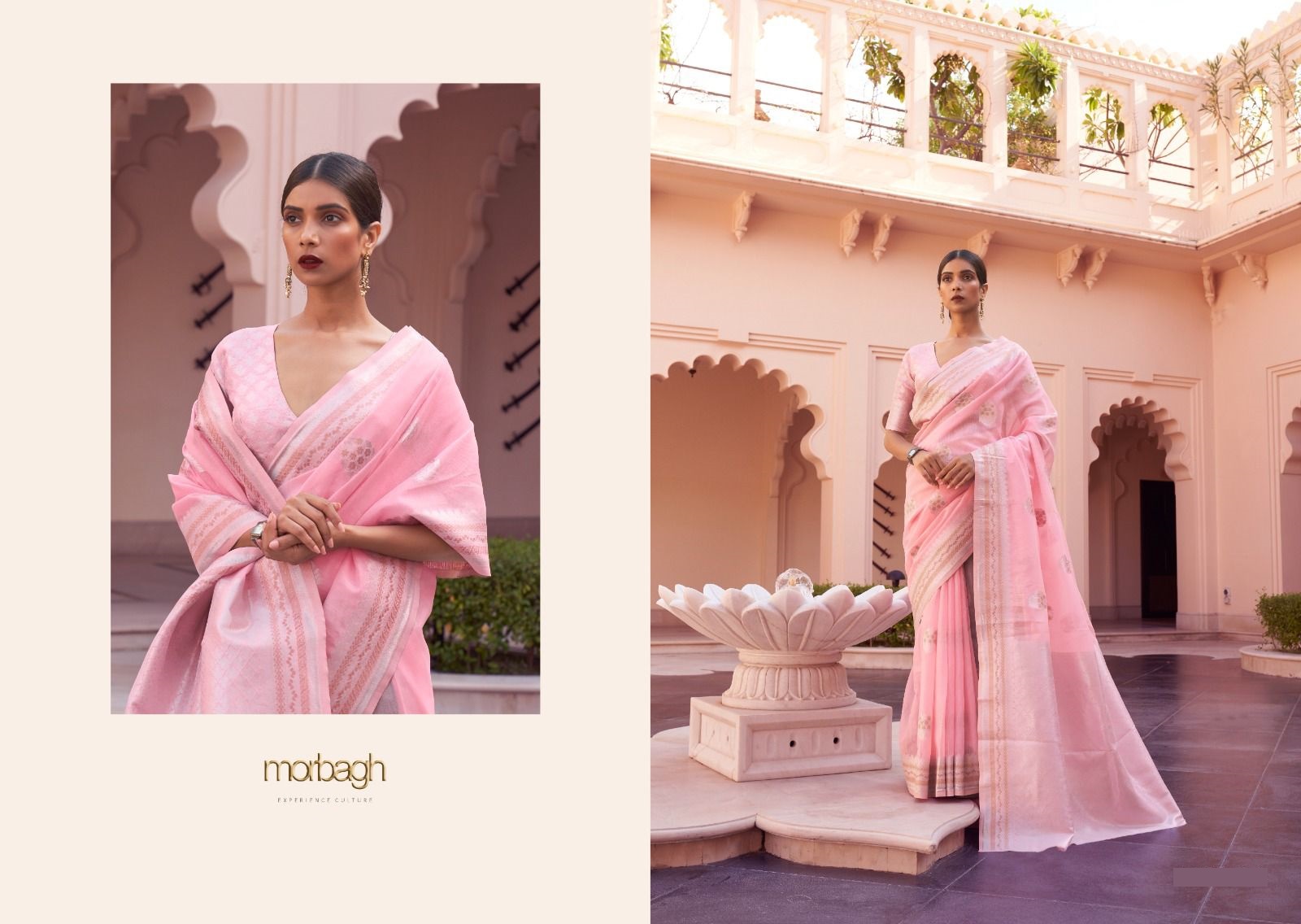 Pure Linen Handloom Copper And Silver Zari Weaved Saree