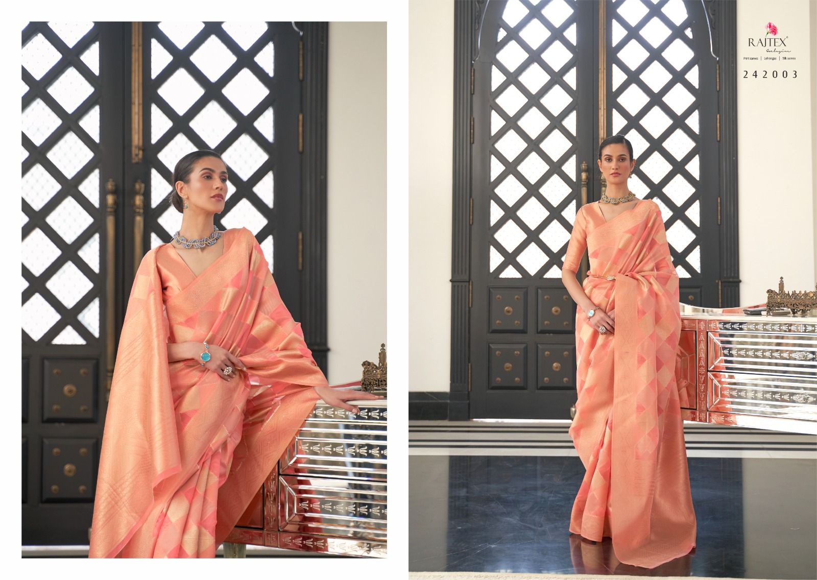 Pure Handloom Organza Zari Lehariya Weaved Rich Zari Pallu Saree