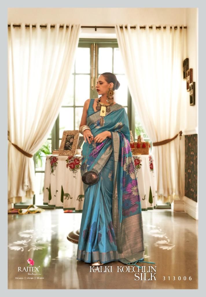 Pure Silk Multi Colored Zari Handloom Weaved Saree