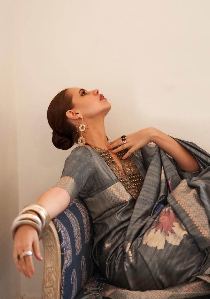 Pure Silk Multi Colored Zari Handloom Weaved Saree